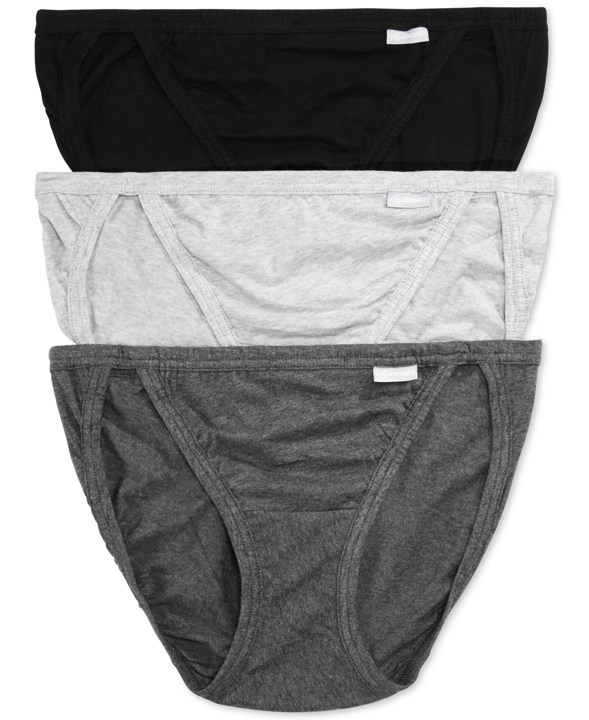 Shop Jockey Elance String Bikini Underwear 3 Pack 1483 In Grey Heather,charcoal Grey Heather,black