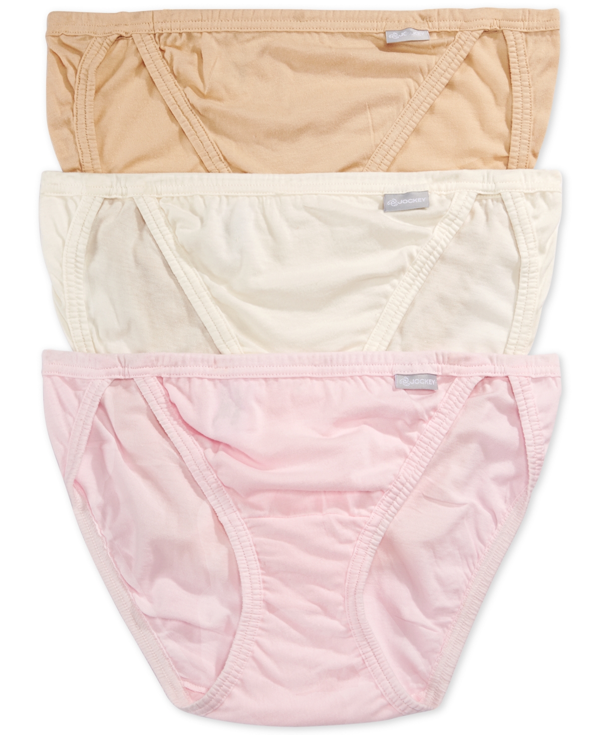 Shop Jockey Elance String Bikini Underwear 3 Pack 1483 In Ivory,sand,pink Pearl
