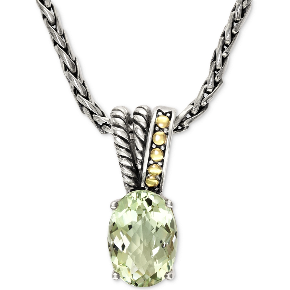 EFFY Green Amethyst Pendant Necklace in 18k Gold and Sterling Silver