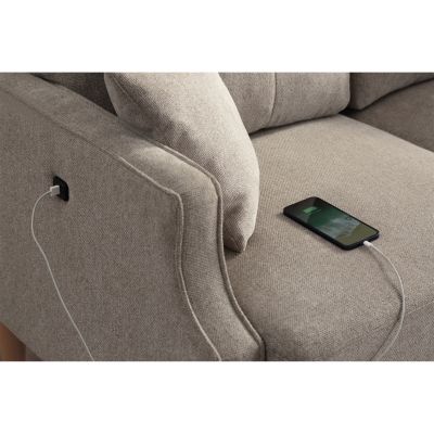  Living Space Sofa 3 Seater With Waterproof Fabric, USB Charge Port