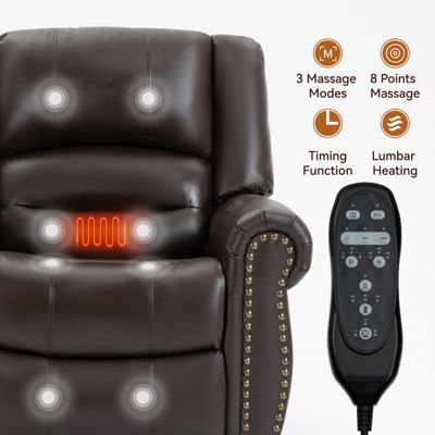 Streamdale Heavy Duty Leather Recliner with Heat & Massage