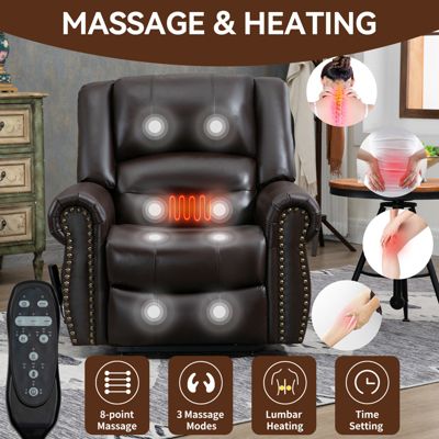 Streamdale Heavy Duty Leather Recliner with Heat & Massage