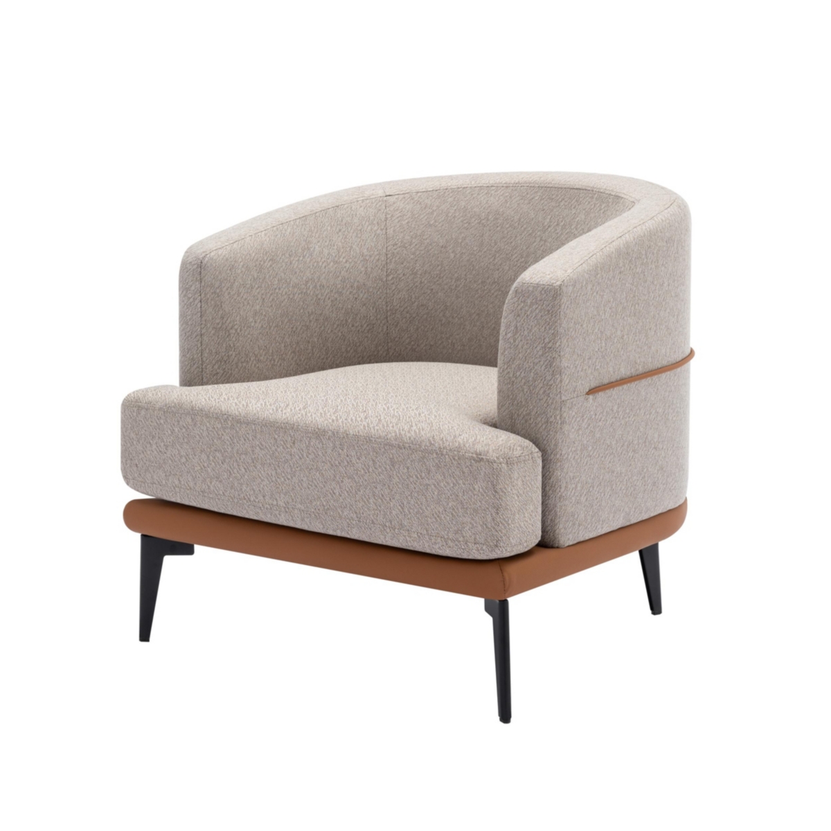 Streamdale Furniture Modern Twotone Barrel Fabric Chair, Upholstered Round Armchair For Living Room Bedroom Reading Room