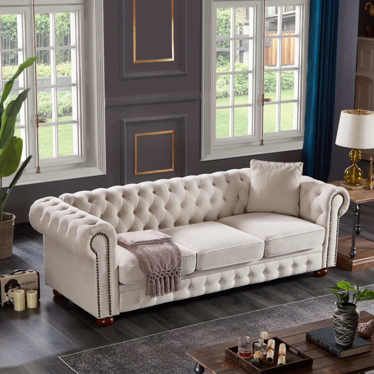 Streamdale Furniture Chesterfield Sofa Linen Fabric