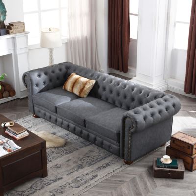 Classic Chesterfield Sofa Faux Leather