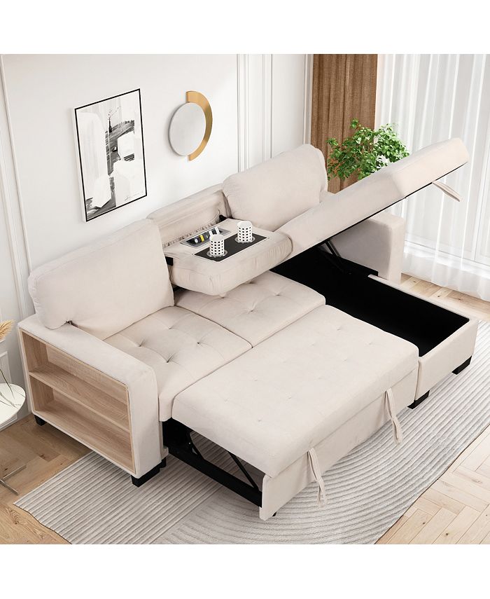 Simplie Fun Multifunctional Chaise Lounge with Storage and USB Charge