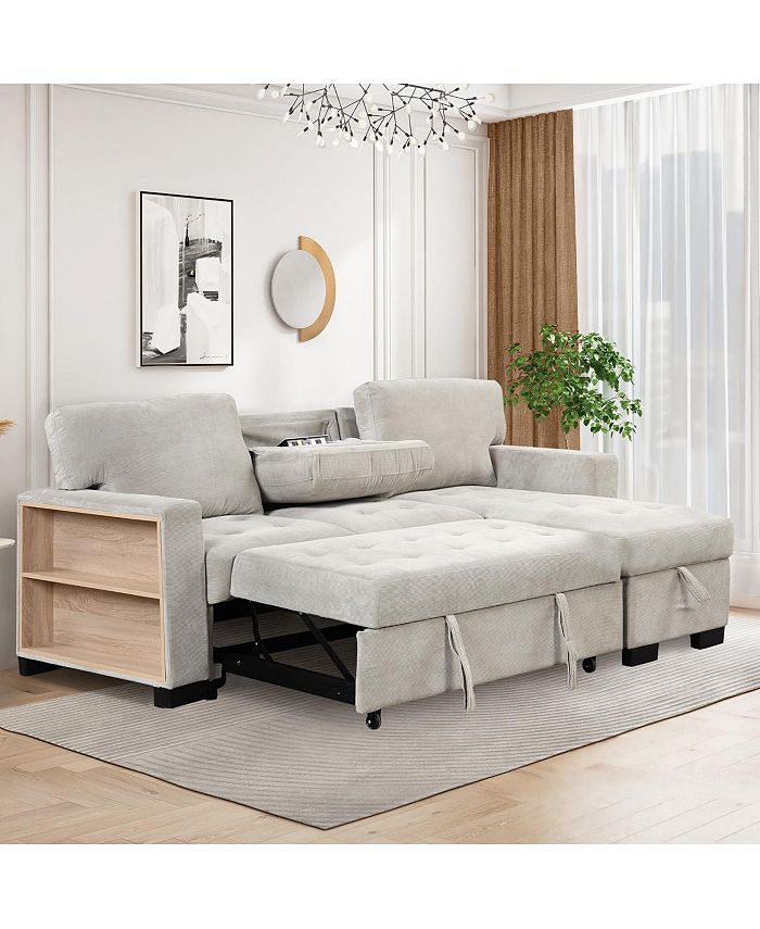 Simplie Fun Multifunctional Chaise Lounge with Storage and USB Charge