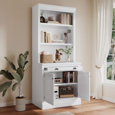 Tall Bookshelf With LED Lighting, Modern Bookcase
