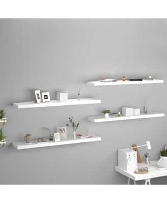 Floating Wall Shelves 4 pcs White 47.2"x9.3"x1.5" MDF