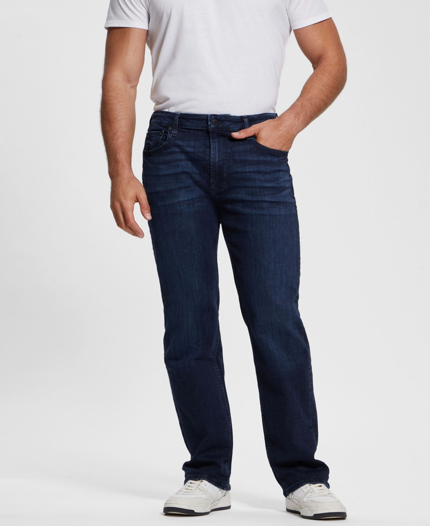 Мужские джинсы GUESS Dark Wash Regular Straight, цвет: Тёмная варка — фото 2