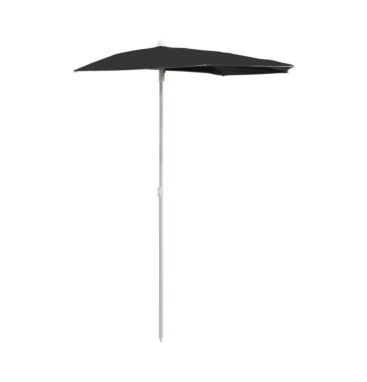 Garden Half Parasol with Pole 70.9"x35.4" Black - Black