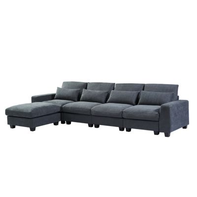 Feather Filled L-Shape Convertible Sectional Sofa