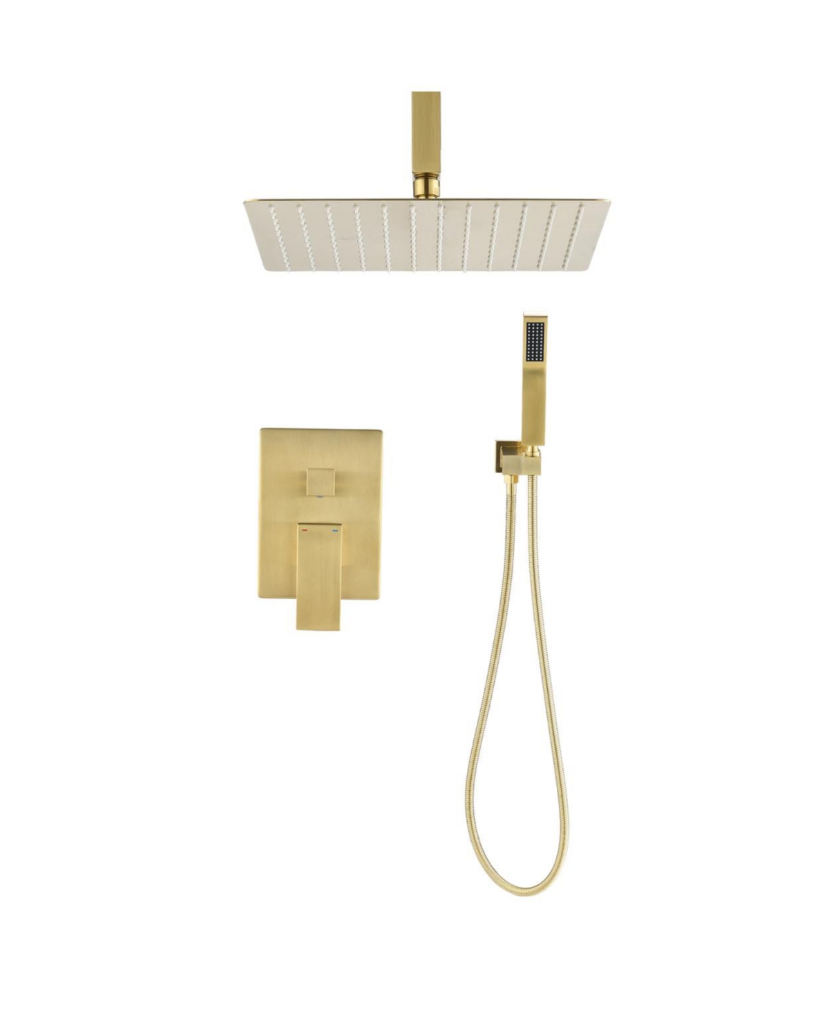 Ceiling Mounted Shower System Combo Set With Handheld And 16" Shower Head - Gold