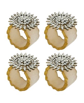 Beaded Elegance Resin Napkin Ring Set of 4