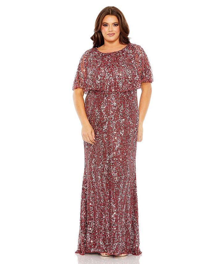Mac Duggal Women's Plus Size High Neck Column Gown Macy's