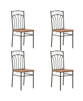 Dining Chair Set of 4 Brown and black MDF and Steel Standard