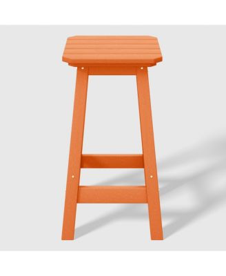 24" HDPE Outdoor Patio Counter High Backless Square Bar Stool