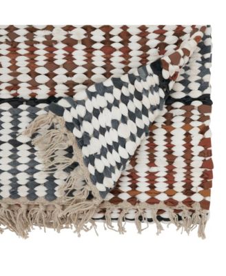 Leather Chindi Stripe Fringed Table Runner, 16"x72"