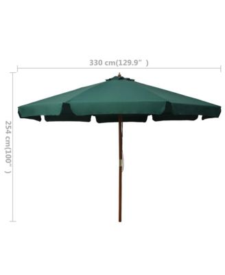 Garden Parasol with Wooden Pole 129.9" Green