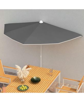 Garden Half Parasol with Pole 70.9"x35.4" Anthracite