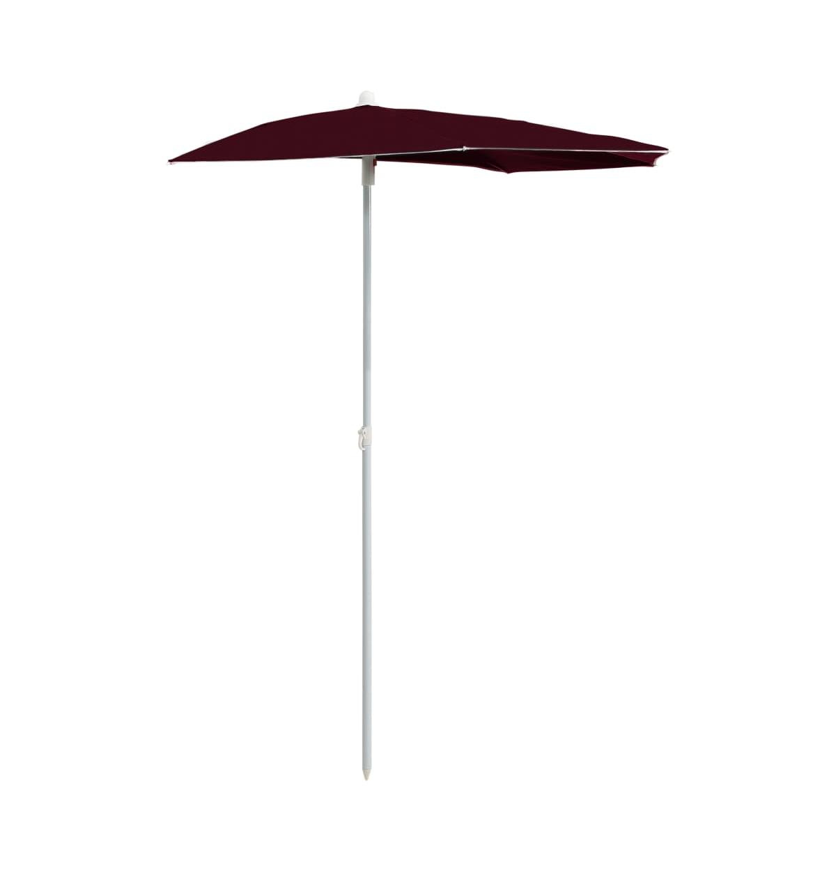 Garden Half Parasol with Pole 70.9"x35.4" Bordeaux Red - Red