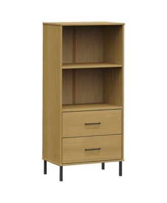 Bookcase with 2 Drawers Brown 23.6"x13.8"x50.6" Solid Wood OSLO