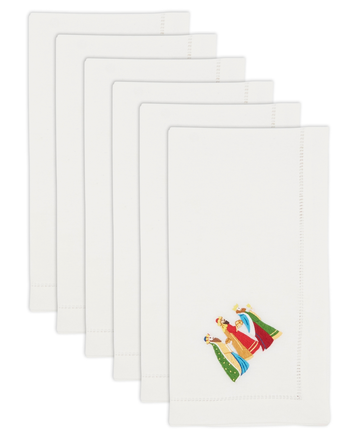 Saro Lifestyle Majestic Embroidered Three Kings Napkin Set Of 6, 20"x20" In White