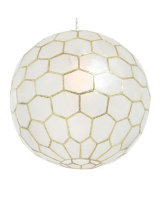 Capiz Honeycomb Globe Pendant Light Capiz White Seashells with Antique