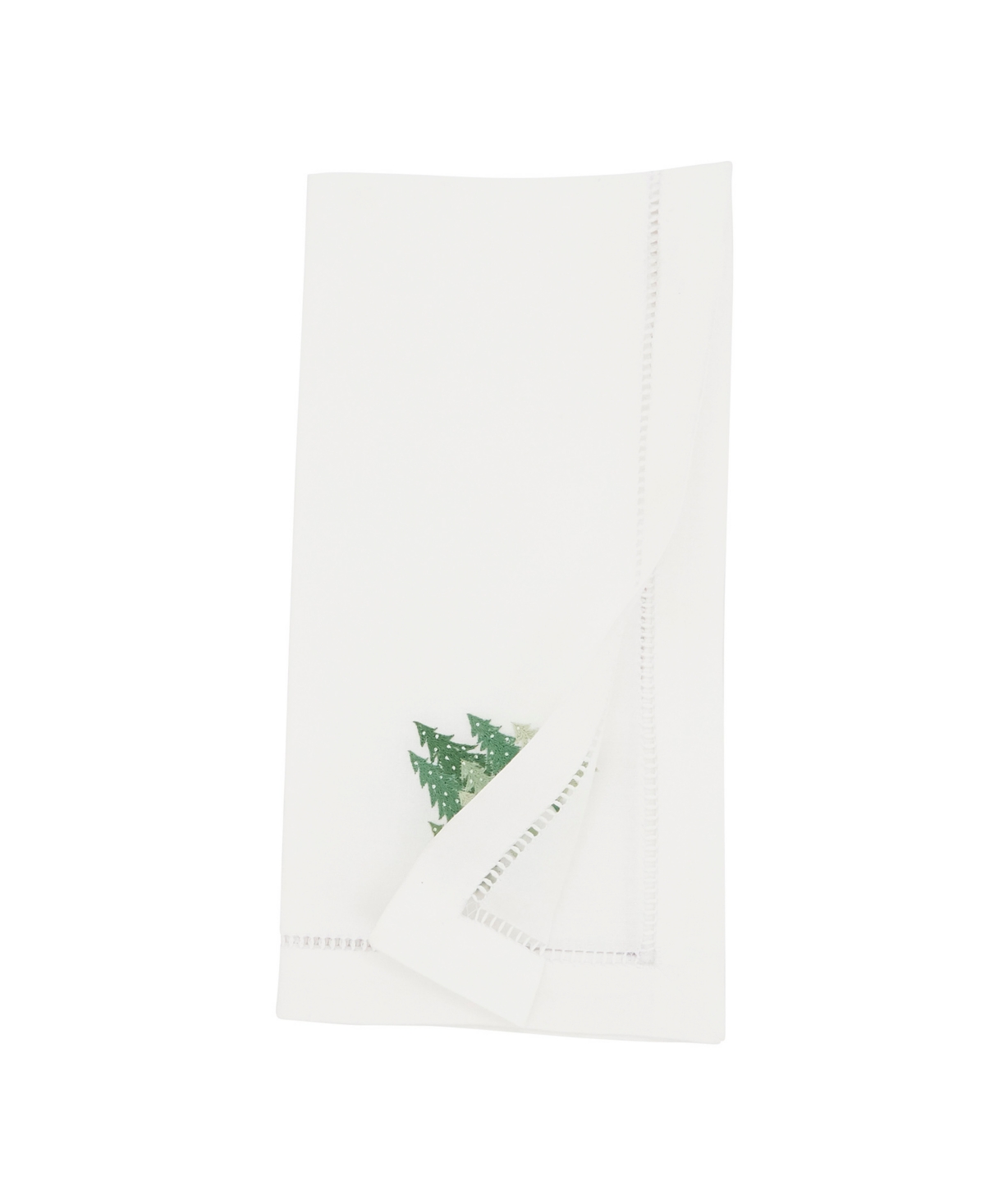 Saro Lifestyle Pine Forest Embroidered Napkin Set Of 6, 20"x20" In White