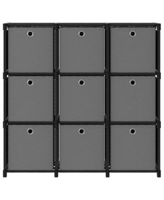 9-Cube Display Shelf with Boxes Black 40.6"x11.8"x42.3" Fabric