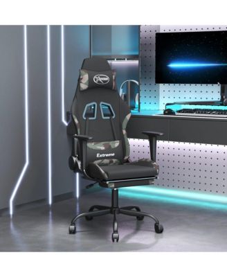 Gaming Chair with Footrest Black and Camouflage Fabric