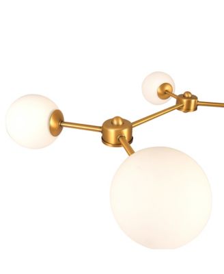 Sputnik Opal Glass Chandelier Brushed Gold