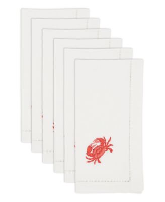 Ocean Treasures Embroidered Crab Napkin, Set of 6