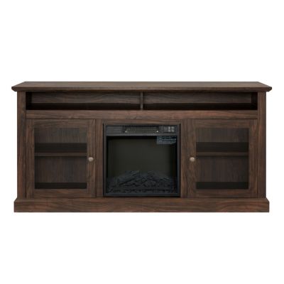 Modern TV Media Stand with 18" Fireplace Insert