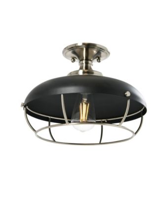Presley - Caged Dome Metal Semi-Flush Mount Ceiling Light Brushed Nickel