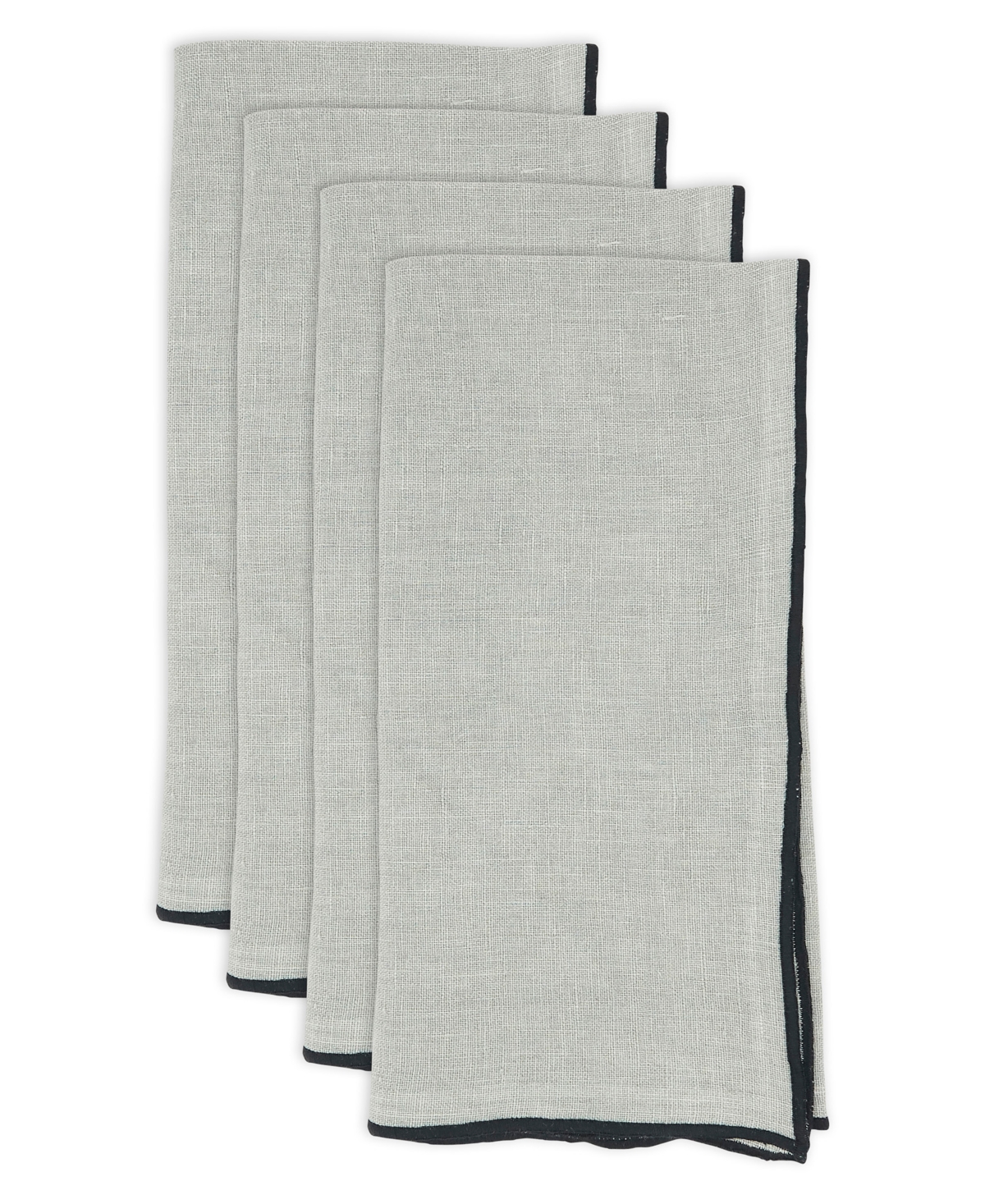 Saro Lifestyle Stonewashed Stitch Border Table Napkins Set Of 4,20"x20" In Red,white