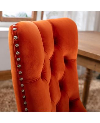 Modern Velvet Upholstered Dining Chair Set, Orange