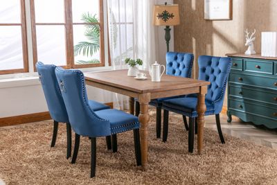 Streamdale Contemporary Velvet Dining Chairs, Blue, 2-PCS Set