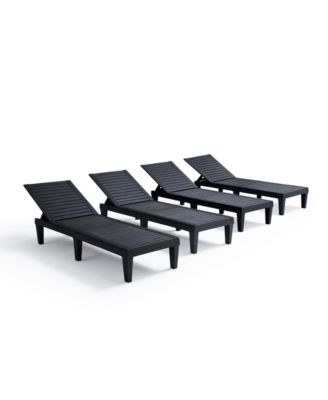 Adjustable & Waterproof Outdoor Patio Chaise Lounge Chairs - Set of 4