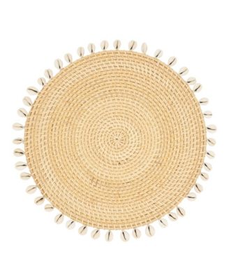Seaside Splendor Shell Rattan Placemat Set of 4,15"x15"