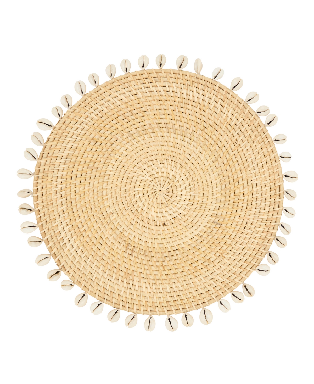 Saro Lifestyle Seaside Splendor Shell Rattan Placemat Set Of 4,15"x15" In Natural