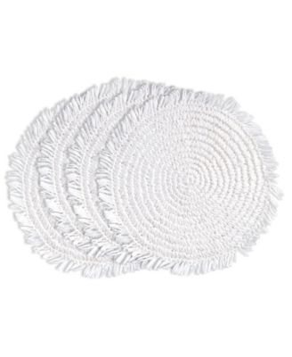 Rustic Raffia Fringe Placemat Set of 4, 14"x14"