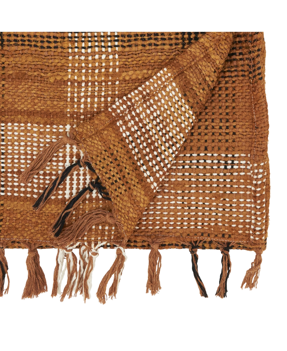 Saro Lifestyle Rustic Plaid Table Runner, 16"x72" In Rust