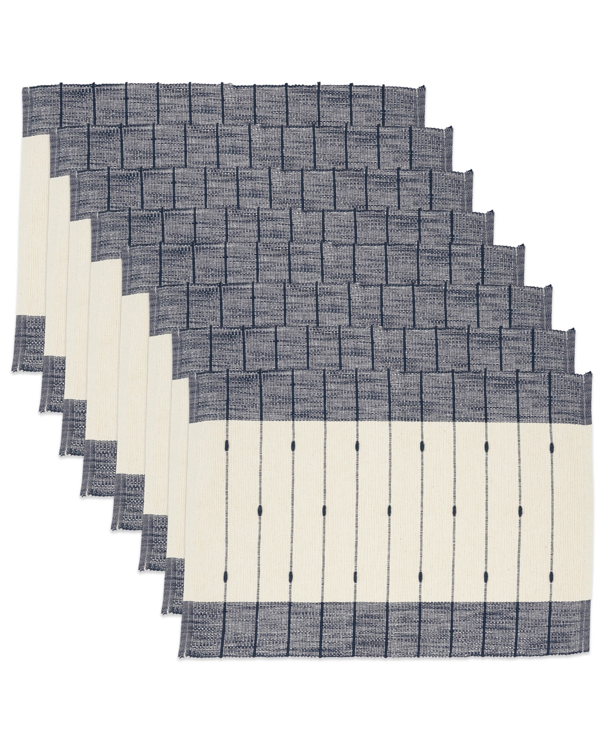 Saro Lifestyle Thin Stripe Placemats Set Of 8, 14"x20" In Navy Blue