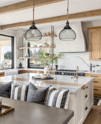 Martha - Woven Metal and Natural Rope Ceiling Light Black