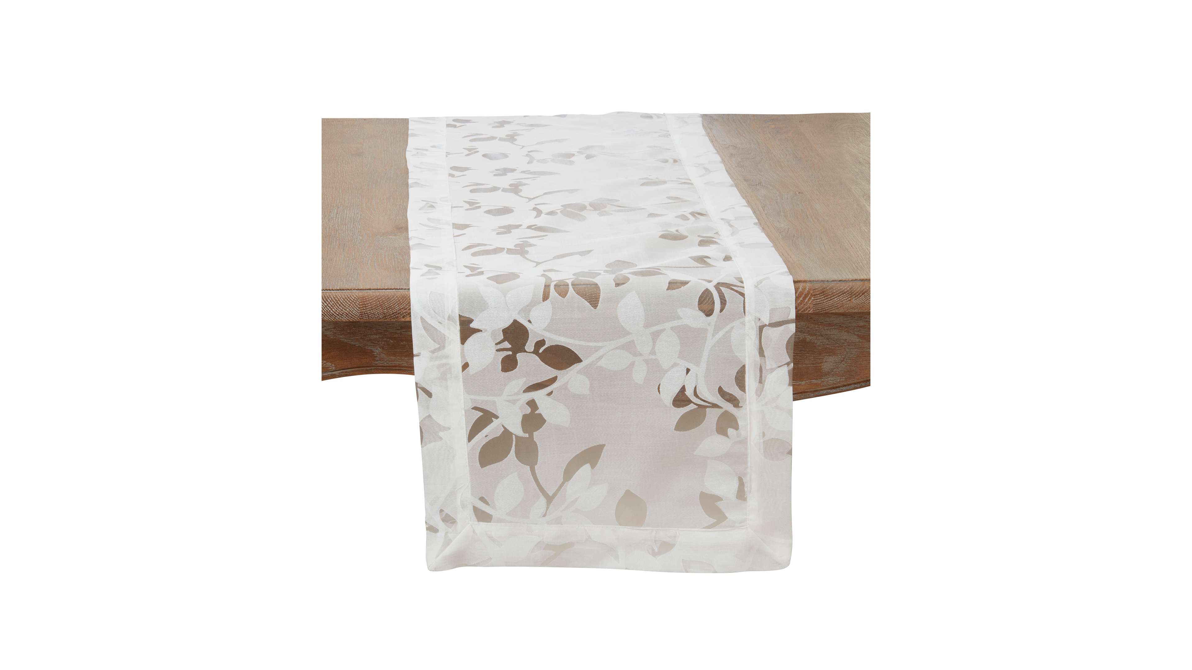Saro Lifestyle Sheer Elegance Burnout Voile Vine Design Table Runner, 16"x72"