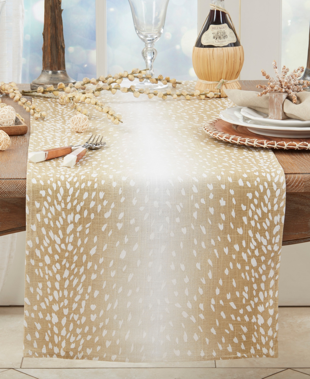 Shop Saro Lifestyle Earthy Antelope Print Table Runner, 18"x120" In Natural
