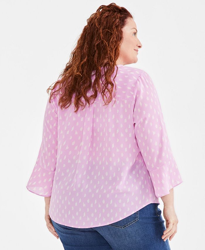 Style & Co Plus Size Printed Pintuck Blouse, Created for Macy's - Macy's