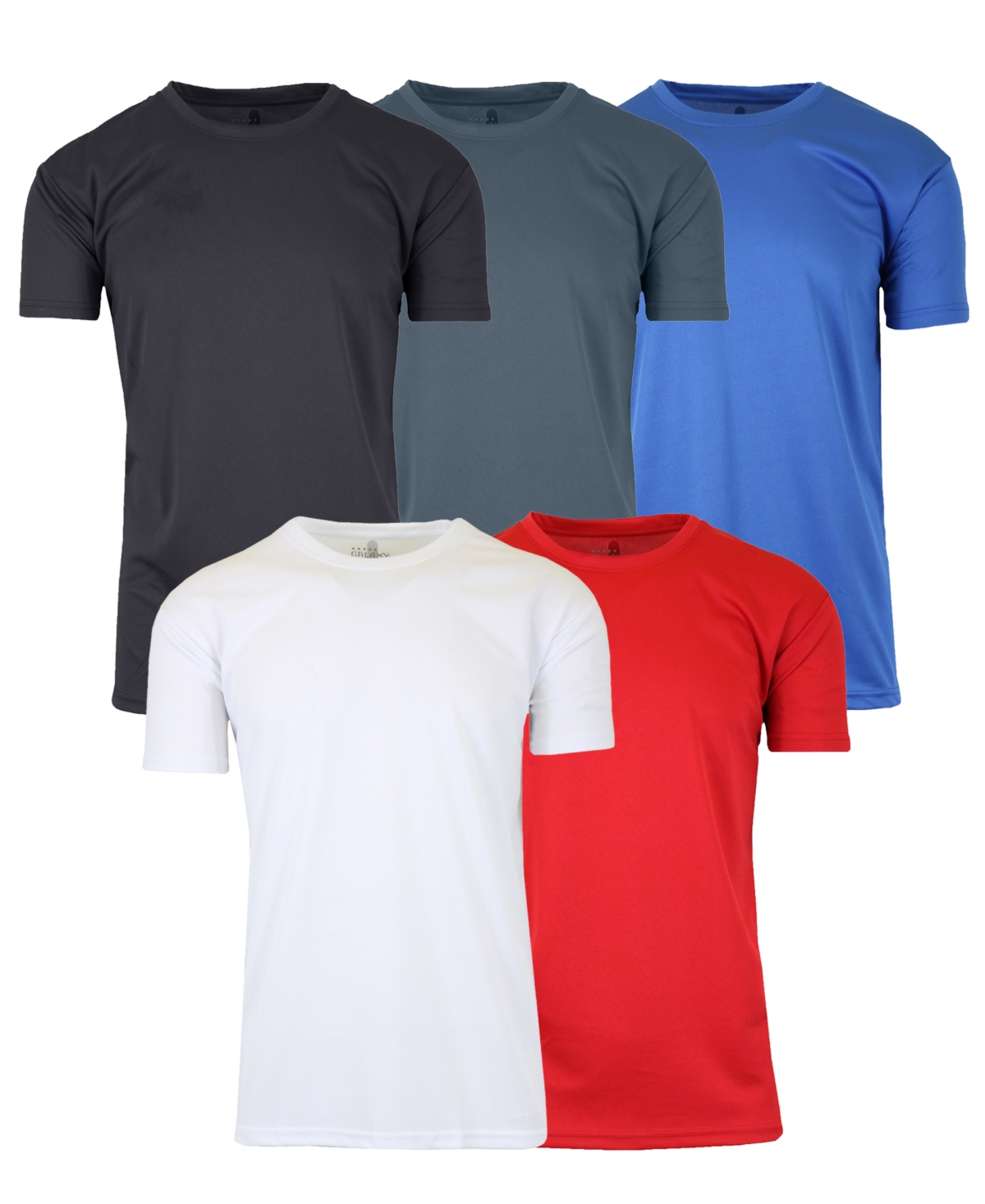 Men's Short Sleeve Moisture-Wicking Quick Dry Performance Crew Neck Tee -5 Pack - BLUE MULTI