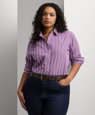 Lauren Ralph Lauren - Plus Size Cotton Striped Shirt